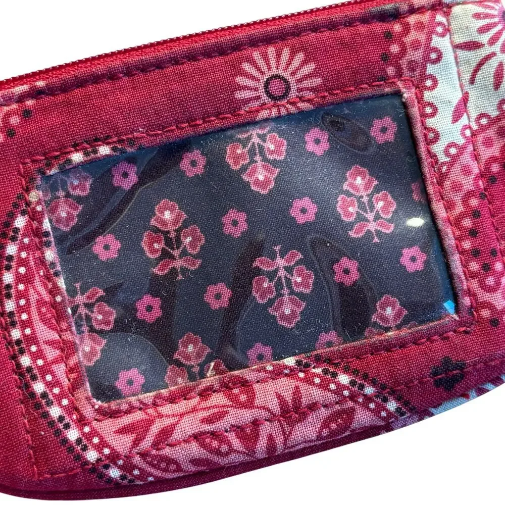 Vera Bradley red coin purse ID wallet Americana bandana print cotton fabric zip
